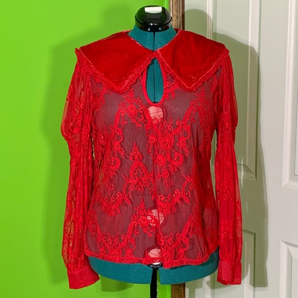 Killstar Bite Tonight Long Sleeve Top Scarlet NWOT - Picture 2 of 9